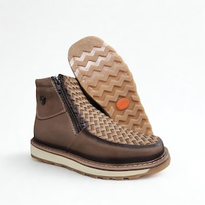 Leather Braided Square Toe Boot Bota de Petatillo