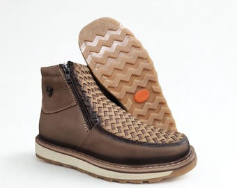 Leather Braided Square Toe Boot Bota de Petatillo
