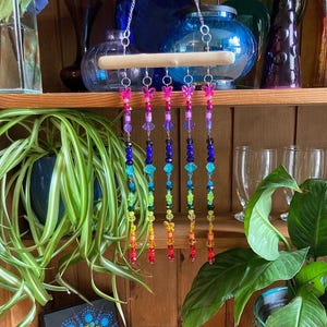 Crystal Rainbow Suncatcher: Beaded Driftwood Window Mobile