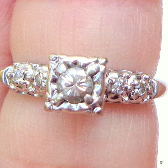 Size 5, 14k White Gold, Diamond Ring, Pristine Co… - image 4