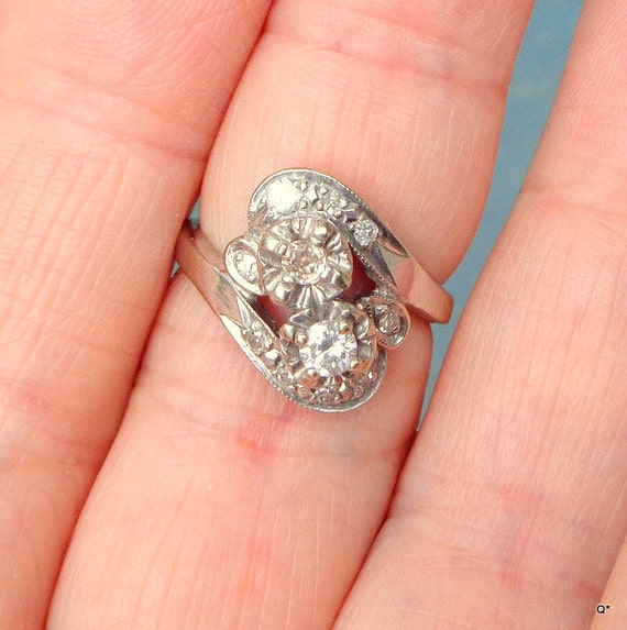Sz 5.5,Solid 14K White Gold,Diamond Ring,1/2CTW,N… - image 2