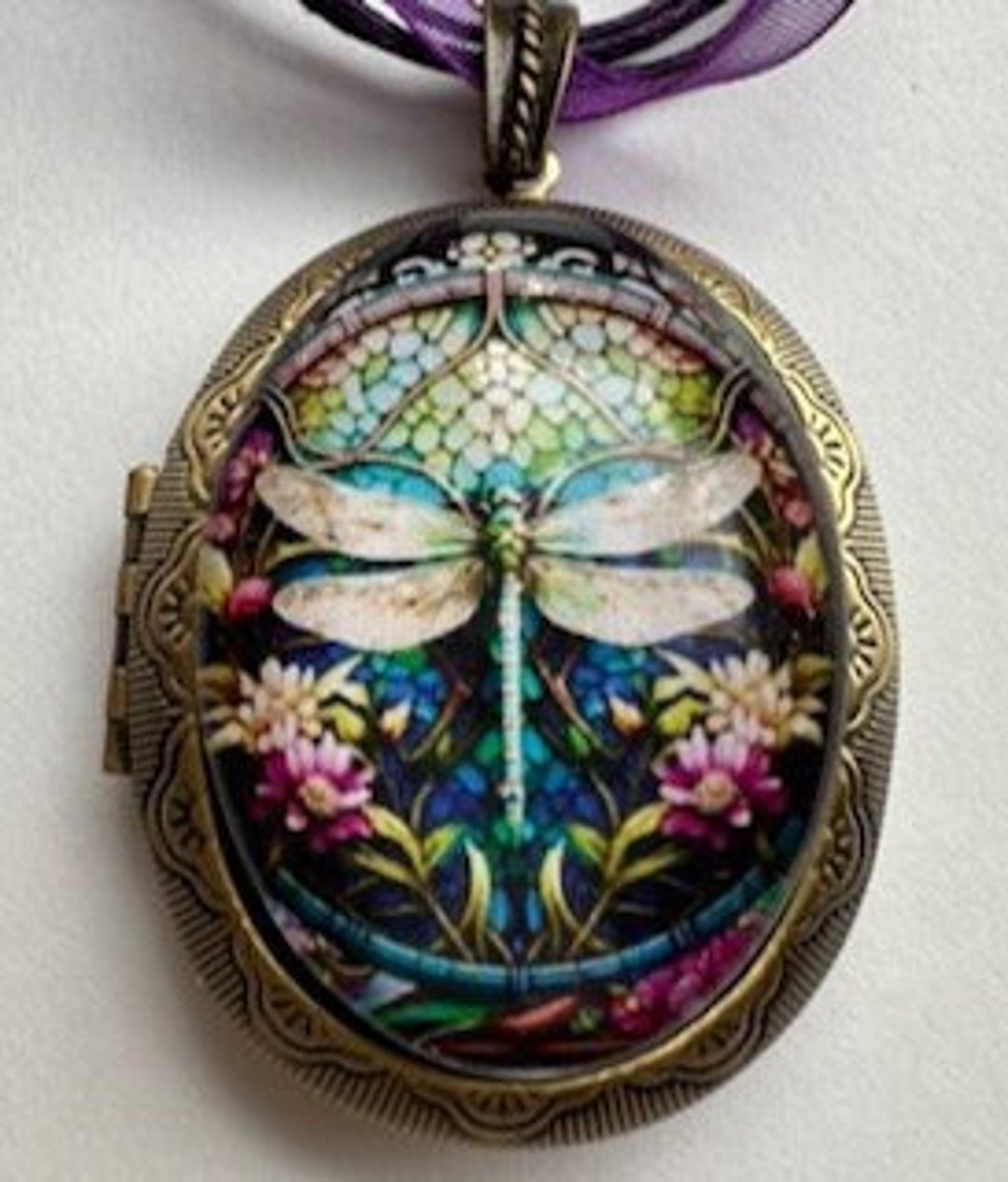 Large Cameo Locket, Choice of Theme, With Coordinated Ribbon Necklace ...