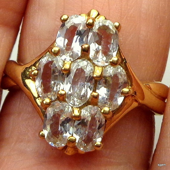 Sz 7, British Estate, Solid 9K Yellow Gold, Spark… - image 3