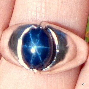 Sz 9, Men's Ring,Blue Star Sapphire Ring,Hand Crafted Ring,Sterling Silver,Natural Gemstone Ring,Genuine Sapphire