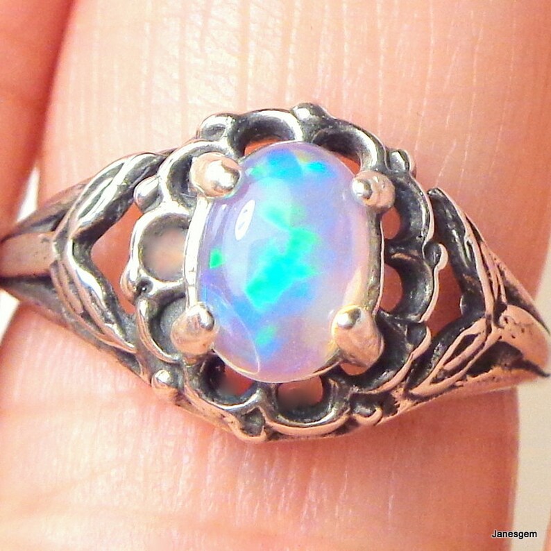 Sz 7 Welo Opal Ring New Antiqued Sterling Silver Setting | Etsy