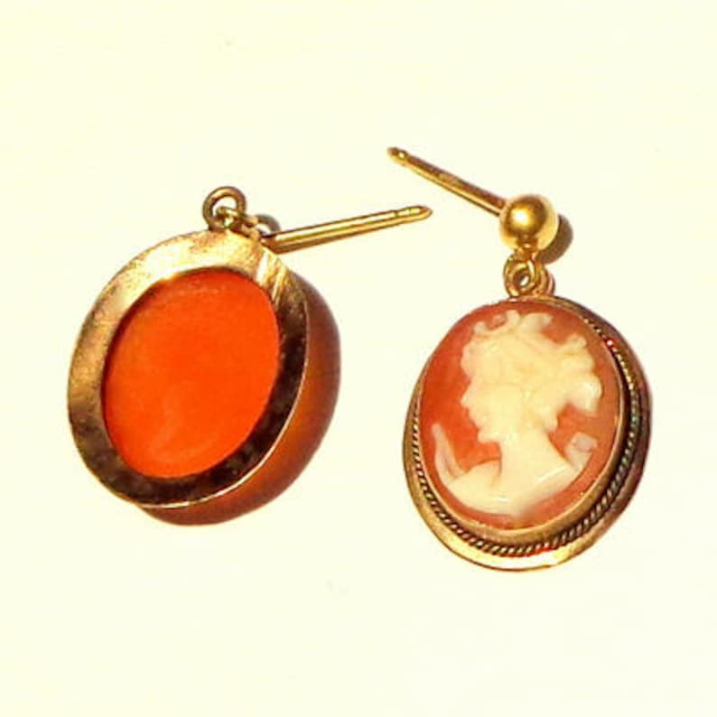 Victorian Cameo Earrings,Antique Cameos,Hand Carved Conch Shell,Antique Cameos,Cameo Jewellry,Victorian Earrings,OOAK