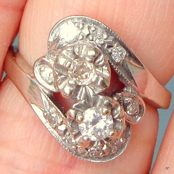 Sz 5.5,Solid 14K White Gold,Diamond Ring,1/2CTW,N… - image 1