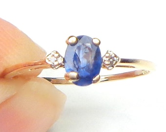 Sz 7.5,Tanzanite, Diamonds, 14k Solid Gold Ring, Oval Cut Center Stone, Great Gift, Estate Ring, Natural Gemstone Jewelry