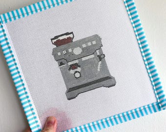 Espresso Machine. Hand-painted Needlepoint Canvas