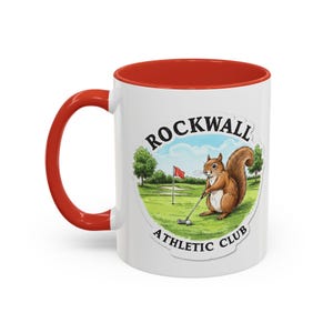 Rockwall Athletic Club Eichhörnchen Kaffeetasse - Lustiges Geschenk für Golfliebhaber, Tierliebhaber, einzigartiges Küchendekor, perfekt für Geburtstage, Feiertage