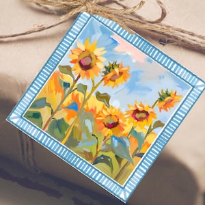 Sunflower Gift Tags: Printable Fall Favor Tags (3x3 Inch, Digital Download Sheet)