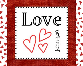 John 3:16 Love Gift Tag, Christian Scripture Favor (Digital Download)