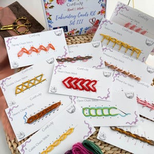 Beginner Embroidery Stitch Card Kit Set 3: Modern Hand Embroidery, DIY Craft