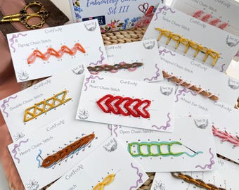 Beginner Embroidery Stitch Card Kit Set 3: Modern Hand Embroidery, DIY Craft