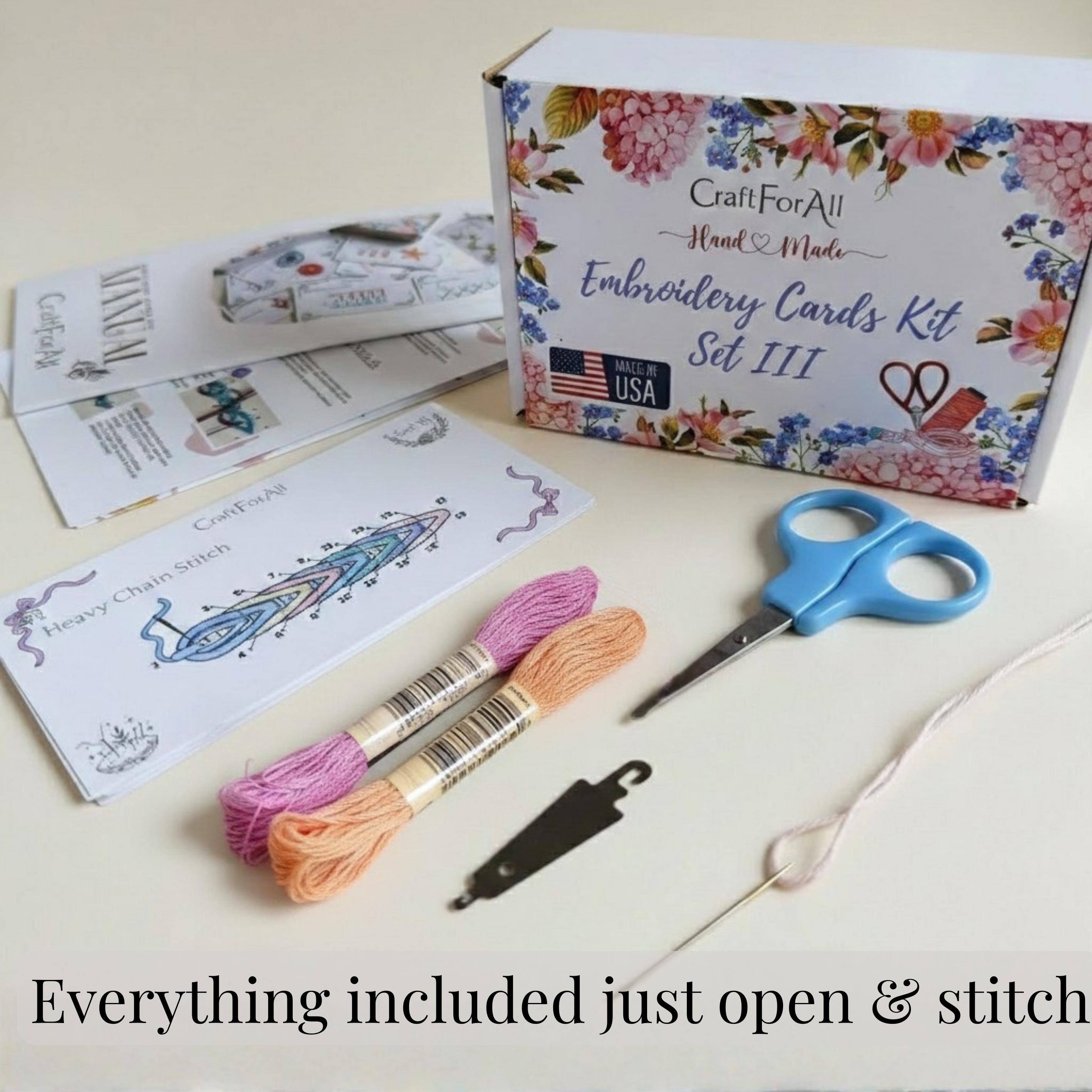 Beginner Embroidery Stitch Card Kit Set 3: DIY Craft Illustrated ...