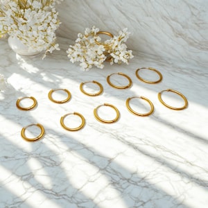 Gold Stainless Steel Hoop Earrings: Hypoallergenic Huggie Hoops