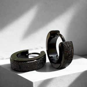 Black Hoop Earrings Men & Women, Hypoallergenic, Stainless Steel Blue, Gold, Silver, Silver-Gold Huggie Hoops, Unisex Minimalist Jewelry