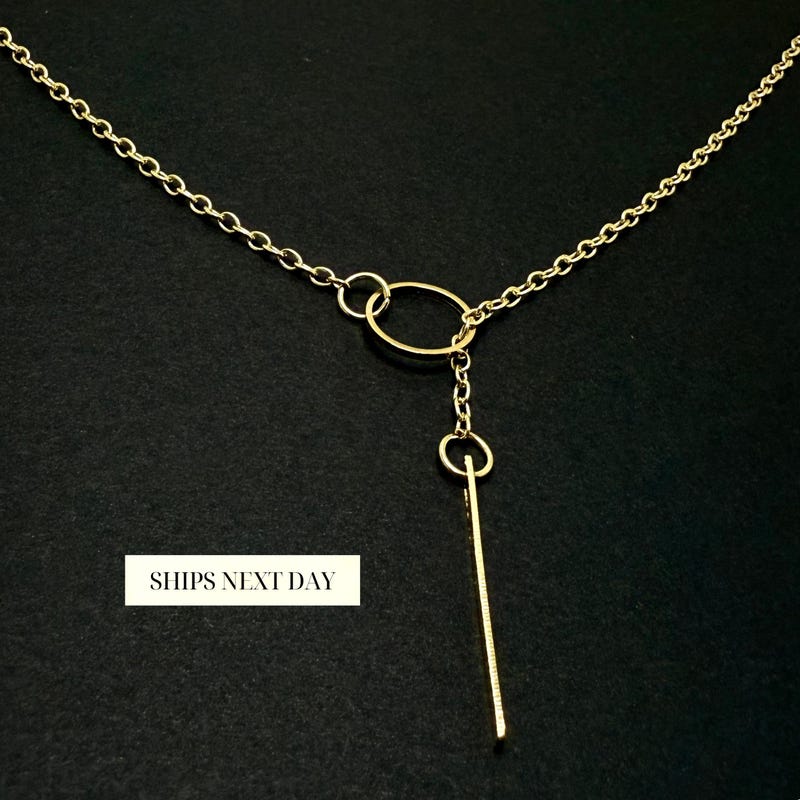 Gold Plated Dangling Lariat Necklace main image 1