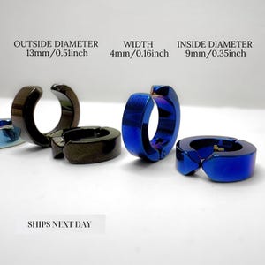 Black Huggie Hoop Earrings Men & Women – Stainless Steel, Hypoallergenic, Lightweight, Gold, Silver, Rainbow, Blue, Everyday Style