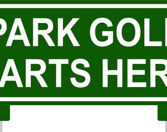 Letrero de campo de golf laminado grabado S200, Estacione carros de golf aquí, letrero para exteriores, 12 x 6 x 1/2"