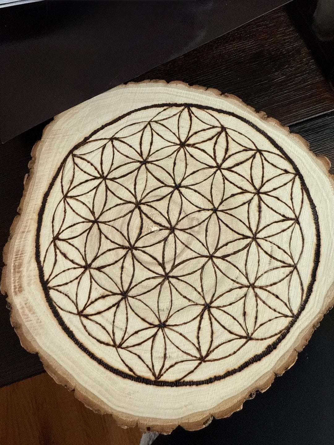 Sacred Geometry Art Wood Woodburning Handmade Flower of Life Woodart ...
