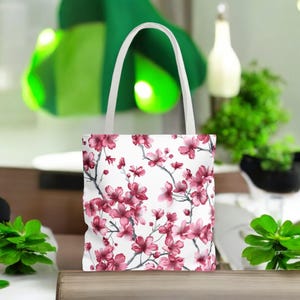 Floral Einkaufstasche, klein, mittel, groß, Damenhandtasche, wiederverwendbare Einkaufstasche, Geschenk für sie, Einkaufstasche, Geschenk für sie, Büchertasche, niedliche Einkaufstasche