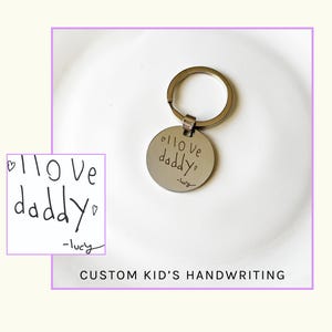 Porte-clés personnalisé pour enfants avec note manuscrite - Jolie breloque personnalisée gravée en argent ou en or