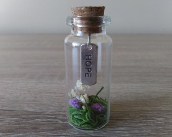 Miniature Hope Inspirational Word Charm Flower Jar Terrarium