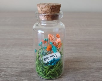 Believe Charm Flower Garden Jar, Miniature Terrarium, Recovery Gift