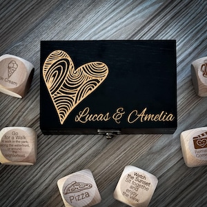 Personalized Love Dice Set – Engraved Wooden Date Night Game – Romantic Gift for Couples, Anniversary, Valentine’s Day, Wedding, Birthday