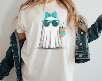 Fabulous Ghost Coffee Lover T-Shirt Design | Halloween PNG | Cute Ghost with Iced Coffee | Fall Sublimation Printable | Instant Download
