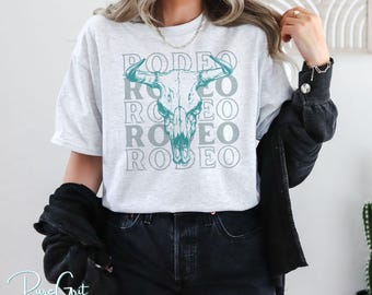 Turquoise Rodeo Skull PNG | Western Cow Skull T-Shirt Design | Rodeo Printable PNG for Sublimation | 4th of July Western | DIGITAL download