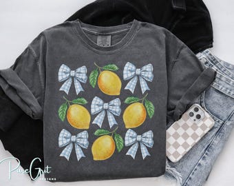Coquette Lemon PNG | Retro Girly T-Shirt Design PNG | Aesthetic Lemon Bow for Sublimation | Summer Shirt Printable Png | DIGITAL download