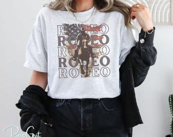 Patriotic Rodeo Cowboy PNG, Rustic Western Horse Rider Sublimation, American Flag Rodeo Design, 4th of July Western PNG, DIGITAL download