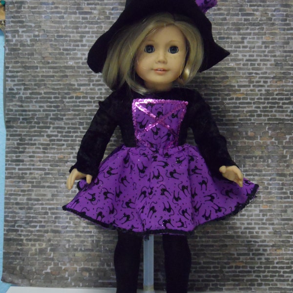 Black cats, Halloween outfit for your "American Girl" or 18 inch doll