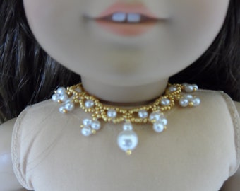 Bridgerton, Regency Necklace, choker, beaded necklace for your 18-inch doll or American Girl doll by CarmelinaCreations