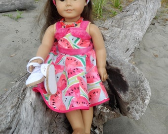 Retro 1950 dress, summer dress, beach dress, circle dress for your 18 inch and American Girl Dolls by CarmelinaCreations