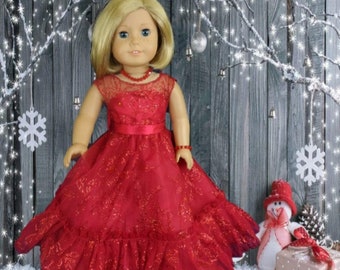 Holiday Party Dress, Christmas Gown for your 18inch doll or American Girl by CarmelinaCreations