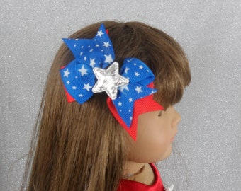 Barrettes Bows Hair Ribbons 18inch doll headbands, Valentine Christmas bow, Star and stripes, Easter, hearts by CarmelinaCreations