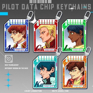 Gundam Pilot Data Chip Keychains image 1