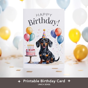 Carte d'anniversaire teckel noir, carte chien teckel, cartes chien drôle, amoureux des chiens, maman teckel, papa teckel, carte de voeux chien