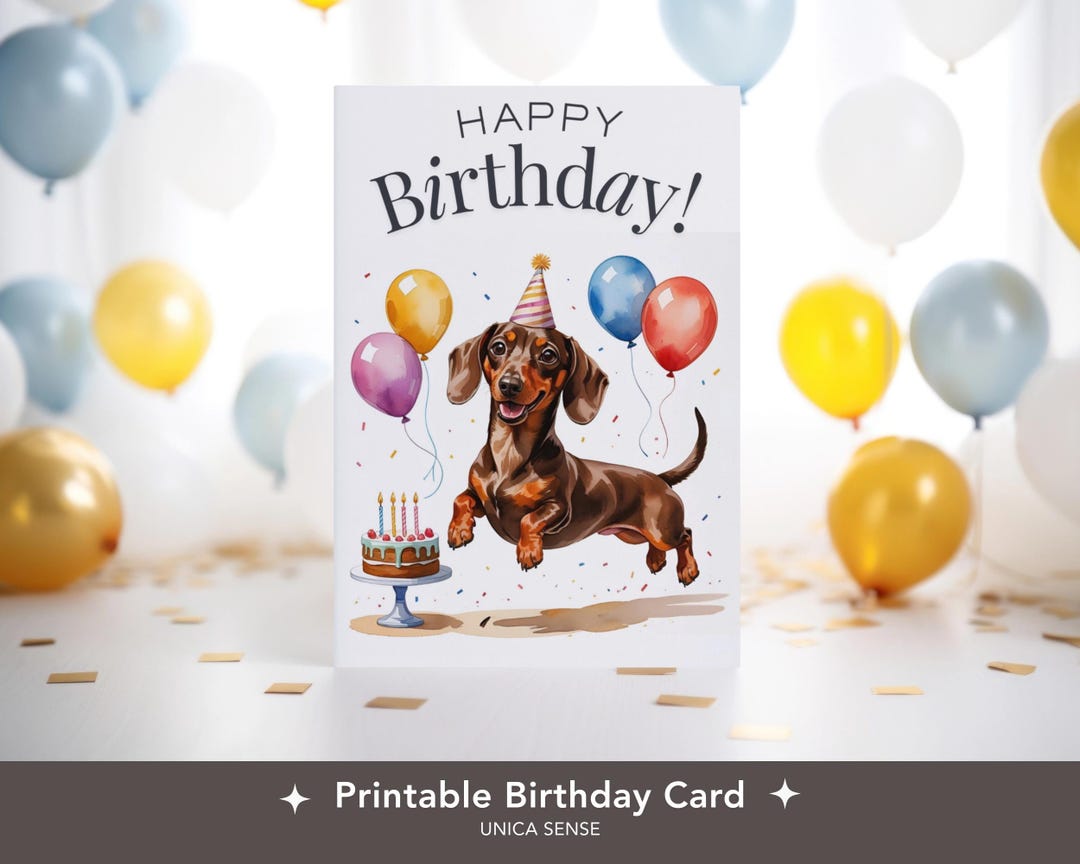 Dachshund Birthday Card, Dachshund Dog Cards, Cards From Dog, Funny Dog ...