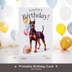 Carte d'anniversaire doberman pinscher rouge et rouille, carte chien doberman, cartes chien drôle, amoureux des chiens, maman doberman, papa doberman, carte de voeux chien