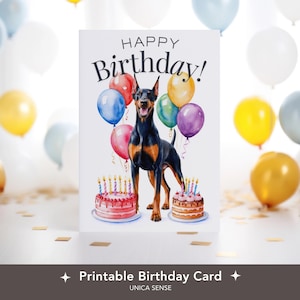 Carte d'anniversaire Doberman Pinscher, carte chien doberman, cartes chien drôle, amoureux des chiens, maman doberman, papa doberman, carte de voeux chien