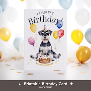 Carte d'anniversaire schnauzer nain, cartes chien schnauzer nain, cartes de chien, cartes chien drôle, cartes sur le thème chien, carte de voeux chien