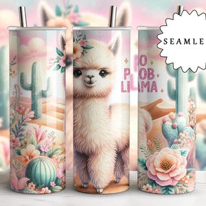 No Probllama Tumbler Wrap, Funny Llama 20 oz Skinny Tumbler Sublimation Design, Sarcastic PNG Digital Download