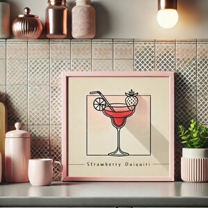 Strawberry Daiquiri cocktail bar art poster