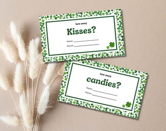 Shamrock Baby Shower Game: How Many Candies/Kisses Tickets