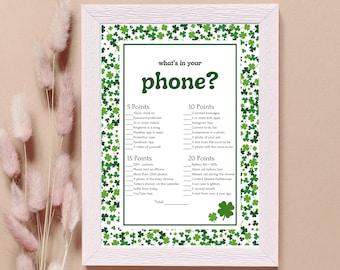 Little Shamrock - What's In Your Phone Baby Shower Game, Instant Digital Download