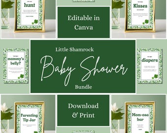 Little Shamrock - Baby Shower Signs and Tickets, 32 Instant Digital Downloads
